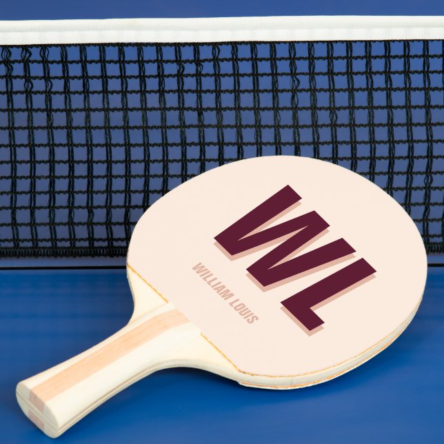 Monogram för minimal Burgundy Rosa Personlig Pingisracket (Insitu)