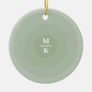 Monogram för minimal cirkellutning för Grönt Julgransprydnad Keramik