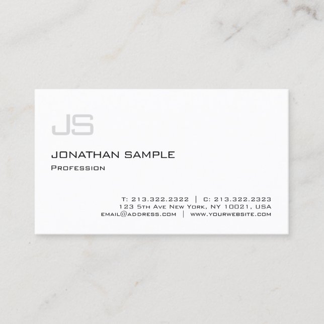 Monogram för minimal modern Elegant-Professionell Visitkort (Framsida)