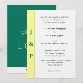 Monogram för minimal tropisk Grönt av Gult Inbjudningar