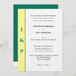 Monogram för minimal tropisk Grönt av Gult Inbjudningar