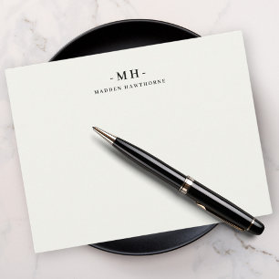 Monogram för minimalistisk ivorianvit enkel Elegan Anteckningskort