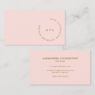 Monogram för minimalistisk modern Chic Rosa Guld C Visitkort