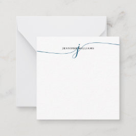 Monogram för minsta chic för marint blått skript anteckningskort