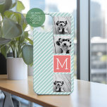 Monogram för Mint and Coral Photo Collage Anpassni<br><div class="desc">Använda 3-kvadratfoton som skapar en unik och personlig gåva. Eller så kan du behålla hipstervalpen och göra ett trendig till keepy. Om du behöver justera bilder klickar du på verktyg för att anpassa ändringar.</div>