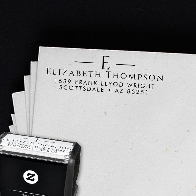 Monogram för modern Elegant för returadress anpass Självfärgande Stämpel (Skapare uppladdad)