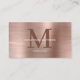  Monogram för Modern Professionell Brushed Metall Visitkort