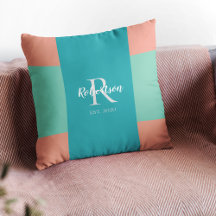 Monogram för Modern Rosa, blått och koral