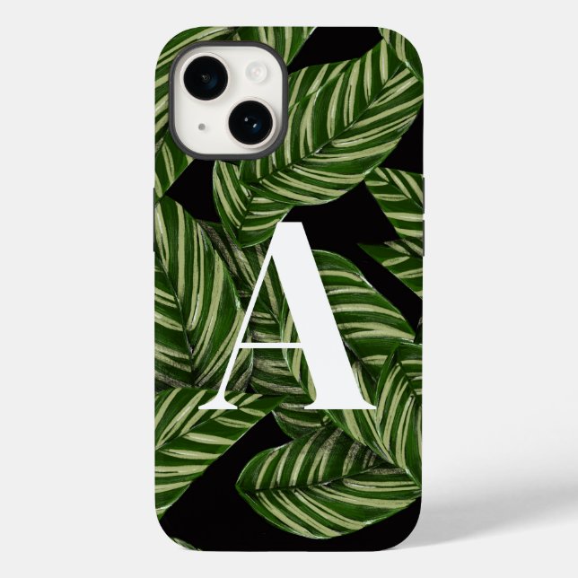 Monogram för Modern Tropical Löv Handflatan Plant  (Baksida)