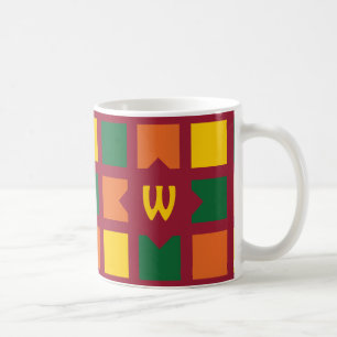 Monogram för moderna Färg-geometriska fyrkanter Kaffemugg