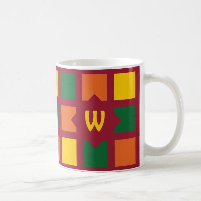 Monogram för moderna Färg-geometriska fyrkanter Kaffemugg (Höger)