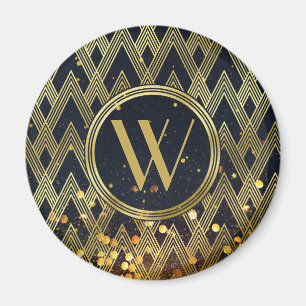 Monogram för mönster för art décoGatsby glamou Magnet
