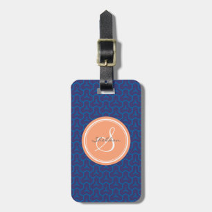 Monogram för mönster för chic blåttabstrakt bagagebricka