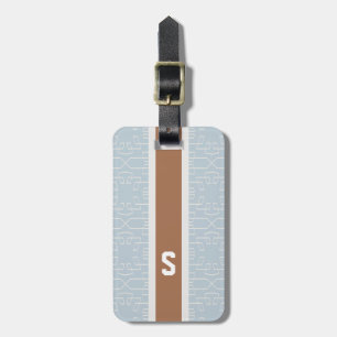 Monogram för mönster för chic blåttgrå bagagebricka