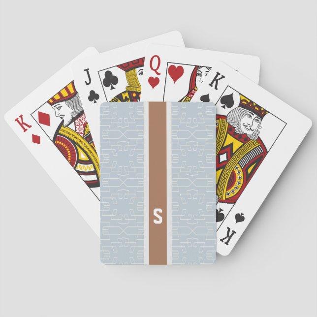 Monogram för mönster för chic blåttgrå kortlek (Baksidan)