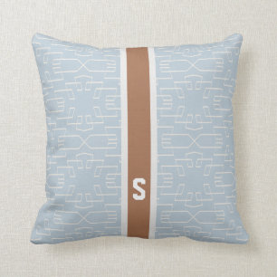 Monogram för mönster för chic blåttgrå kudde
