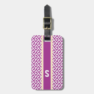Monogram för mönster för chic lilaabstrakt bagagebricka