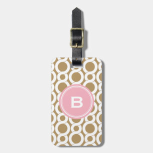 Monogram för mönster för chic rosa guldabstrakt bagagebricka