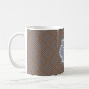 Monogram för mönster för chicbruntabstrakt kaffemugg