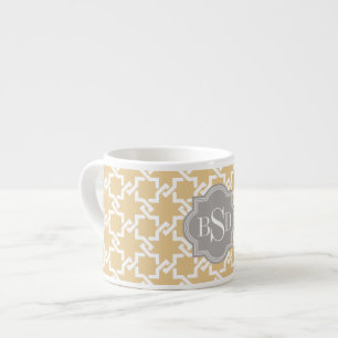 Monogram för mönster för chicgult interlocking espressomugg