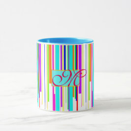 Monogram för mönster för coola"multifärgadrandar" mugg