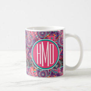 Monogram för mönster för etnisk stil djur kaffemugg