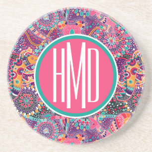Monogram för mönster för etnisk stil djur underlägg