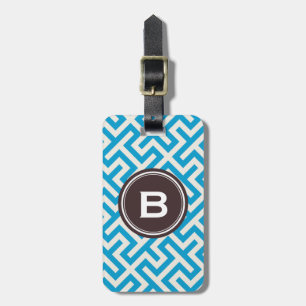 Monogram för mönster för modern blåttabstrakt bagagebricka