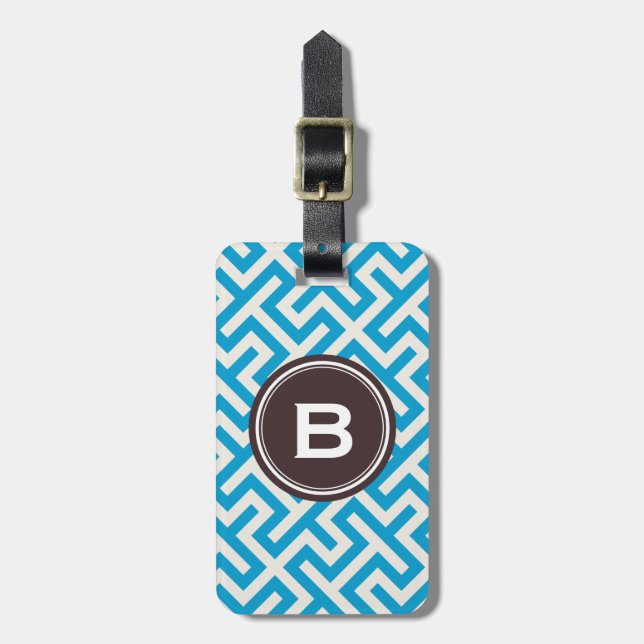 Monogram för mönster för modern blåttabstrakt bagagebricka (Vertikal Framsida)