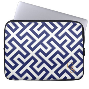 Monogram för mönster för modern blåttabstrakt laptop fodral