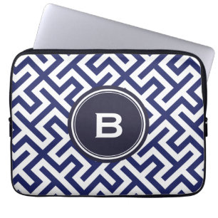 Monogram för mönster för modern blåttabstrakt laptop fodral