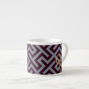 Monogram för mönster för modern grå färggrekn espressomugg