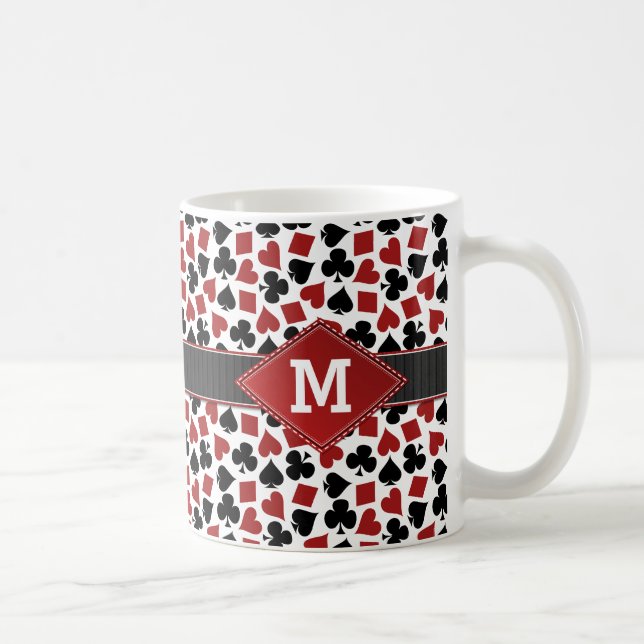 Monogram för mönster för pokerkasinokostym kaffemugg (Höger)