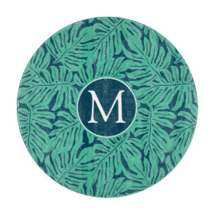 Monogram för Monstera tropisk lövmönster