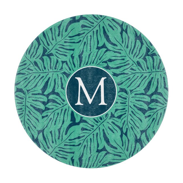 Monogram för Monstera tropisk lövmönster | (Framsidan)