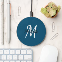 Monogram för mörk blått och vit Anpassningsbar