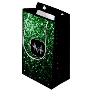 Monogram för mörk grönt faux glitter-sparkler