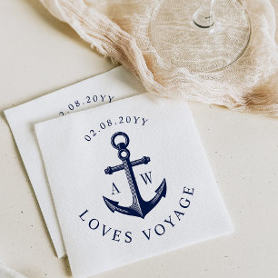 Monogram för nautisk ankarAnpassningsbar Pappersservett