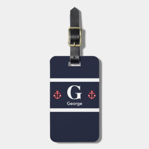 Monogram för Nautisk flotta White Rand Bagagebricka