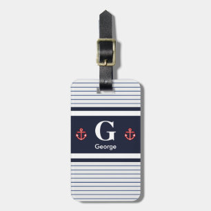 Monogram för Nautisk flotta White Rand Bagagebricka