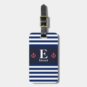 Monogram för Nautisk flotta White Rand Bagagebricka