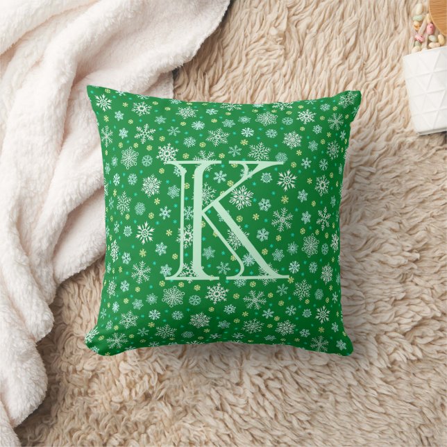 Monogram för nukleflake Modern Elegant Typografi Kudde (Filt)