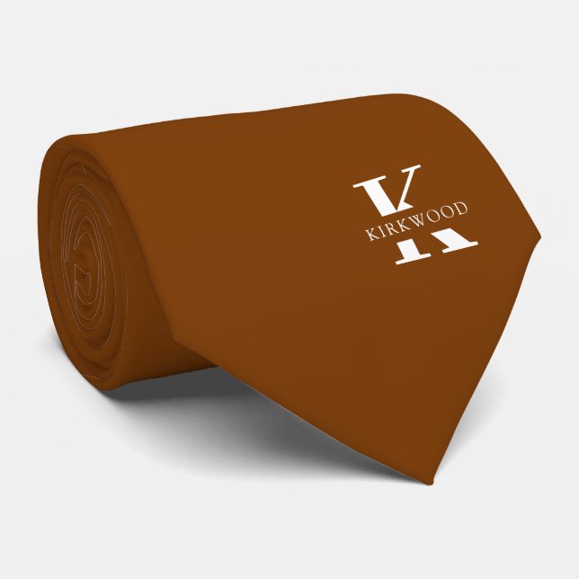 Monogram för Orange av Elegant + Namn | Ensidig Slips (Rullad)