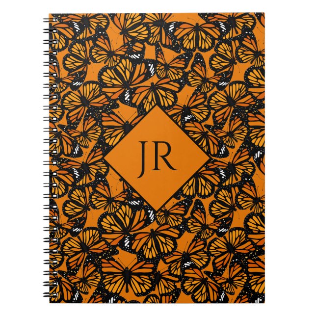 Monogram för Orange, månatliga sommarmånar Anteckningsbok (Framsidan)