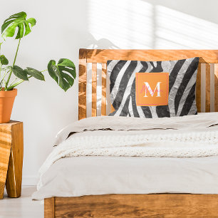 Monogram för Orange och Shock rosa av konstnärligt Prydnadskudde