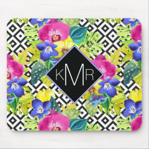 Monogram för Orchidbegonia- och handflatanlöv Musmatta
