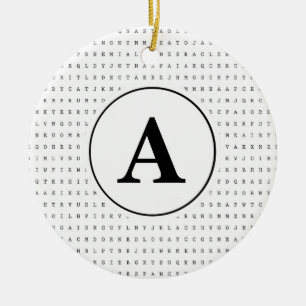 Monogram för Ord Search Puzzle Julgransprydnad Keramik