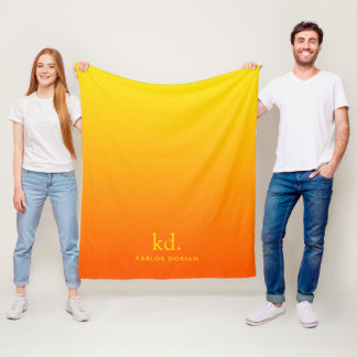 Monogram för övertoning av övertoning av Orange me Fleecefilt