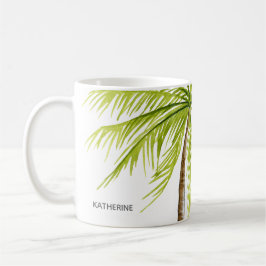 Monogram för palmträdöstrand kaffemugg