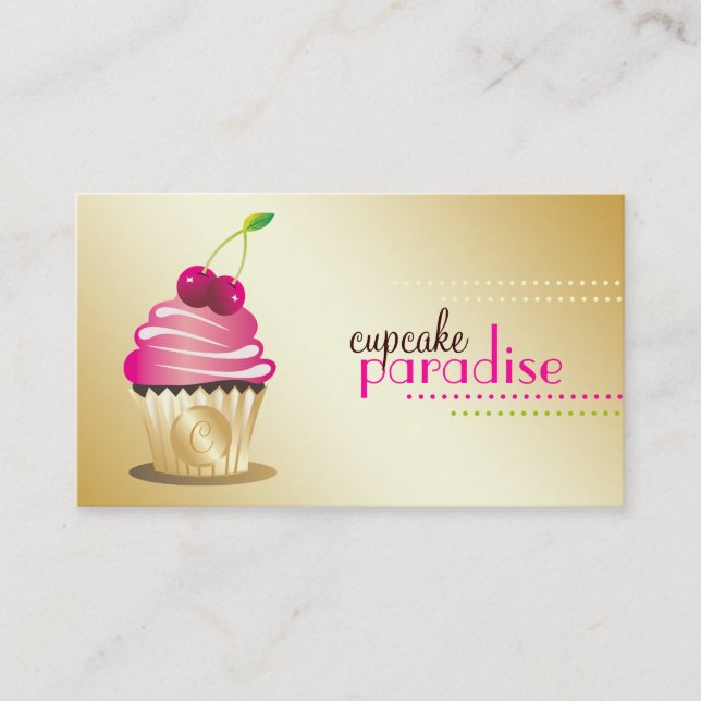 Monogram för paradis 311-Cupcake Visitkort (Framsida)
